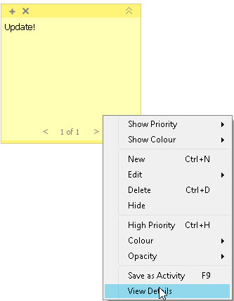 Epic Update Sticky Note