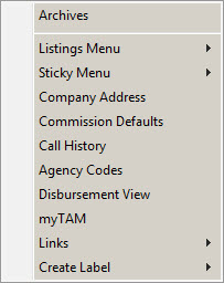 Company Options Menu